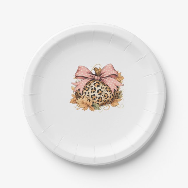 Assiettes En Carton Coquette Leopard Citrouille avec cou rose - Glam F (Devant)
