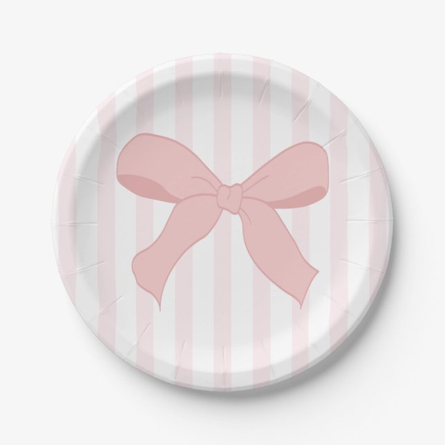 Assiettes En Carton Coquette Pink Ballerina Bow Anniversaire (Devant)