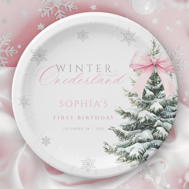Assiettes En Carton Coquette Winter Onederland First Birthday (Créateur téléchargé)