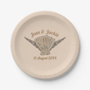 Assiettes En Carton Coquilles de mer de mariage de plage
