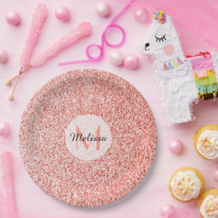 Assiettes En Carton Corail rose pâle scintille pastel