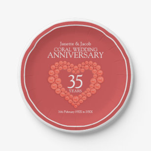 Assiettes En Carton Coral 35e anniversaire mariage plaque de papier co