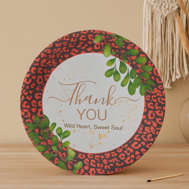 Assiettes En Carton Coral Brown Leopard Print Thank You (Paper Plates)