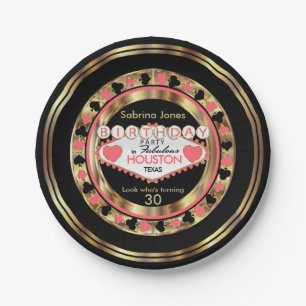 Assiettes En Carton Coral Casino Poker Chip fête d'anniversaire