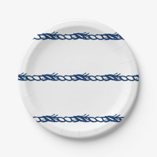 Assiettes En Carton Corde marine bleu blanc motif