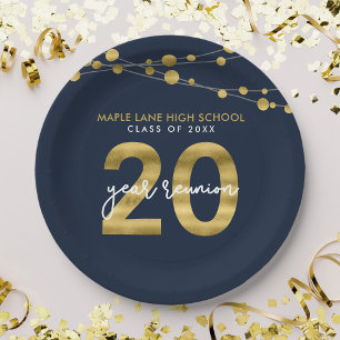 Assiettes En Carton Cordes bleues de lumière 20 ans Classe Réunion