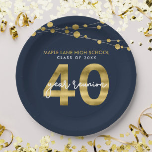 Assiettes En Carton Cordes bleues de lumière 40 ans Classe Réunion