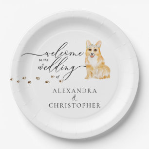 Assiettes En Carton Corgi Dog Bienvenue dans le jeu de mariages