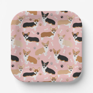 Assiettes En Carton Corgi Pâtes de chien et Plaques de papier d'os