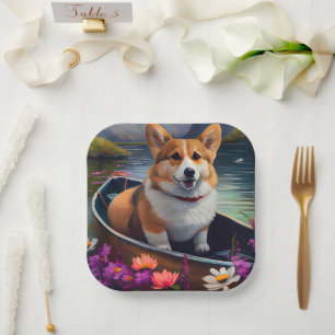 Assiettes En Carton Corgi sur une pagaie : une aventure Pittoresque