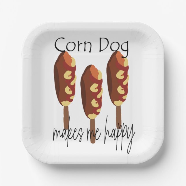 Assiettes En Carton Corndog Me Rend Heureuse Fête (Recto)