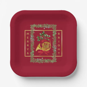 Assiettes En Carton Corne française de Noël élégante Marron