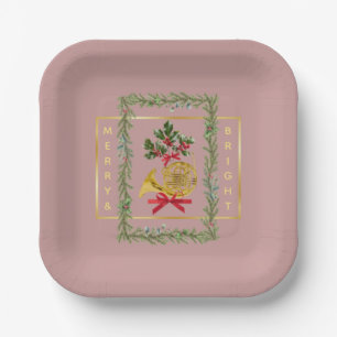 Assiettes En Carton Corne française élégante Noël Mauve