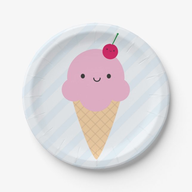 Assiettes En Carton Cornet de crème glacée de Kawaii (Devant)