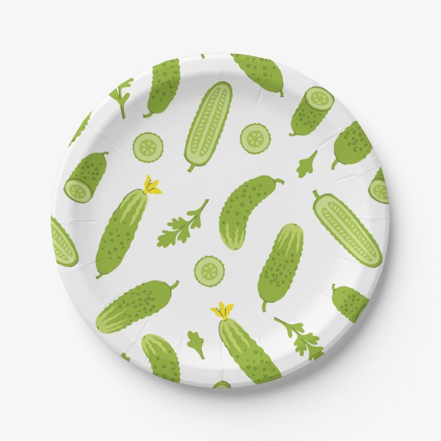 Assiettes En Carton cornichon concombre végétalien végétarien végétari (Devant)