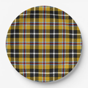 Assiettes En Carton Cornouailles National Tartan Jaune et Noir Plaid