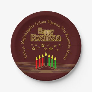 Assiettes En Carton Correspondant à un Kwanzaa heureux Sept Principes 