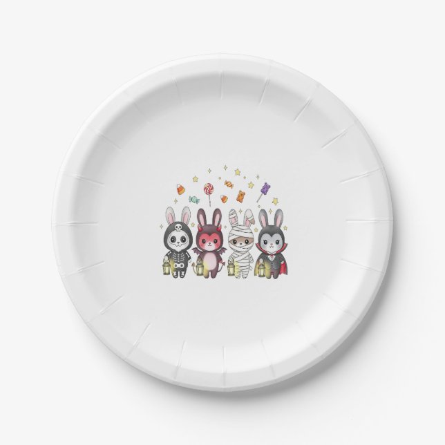Assiettes En Carton Costume de lapin mignon Halloween (Devant)