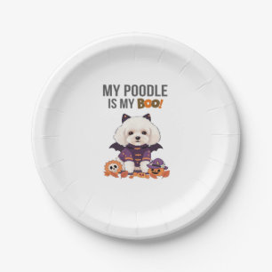 Assiettes En Carton Costume d'Halloween de caniche Mon caniche est mon
