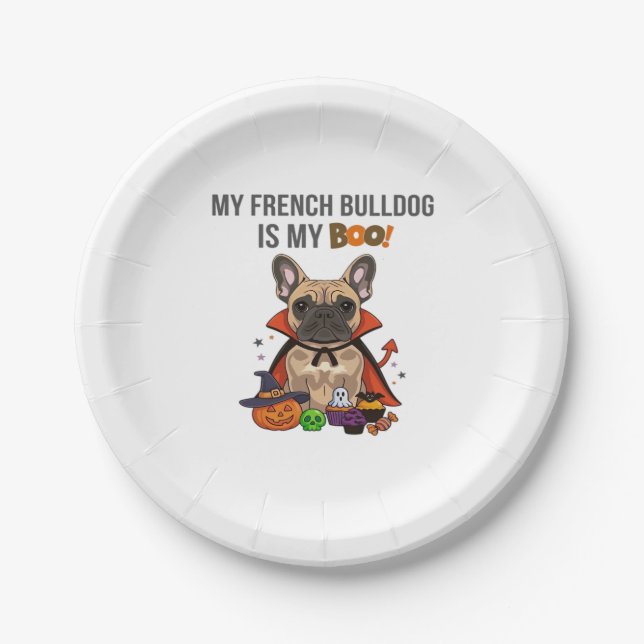 Assiettes En Carton Costume d'Halloween pour chien français Mon Bulldo (Devant)