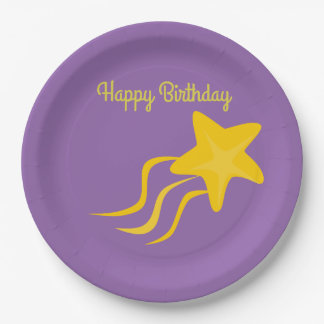 Assiettes En Carton Costumize Joyeux Anniversaire Yellow Shoot Star