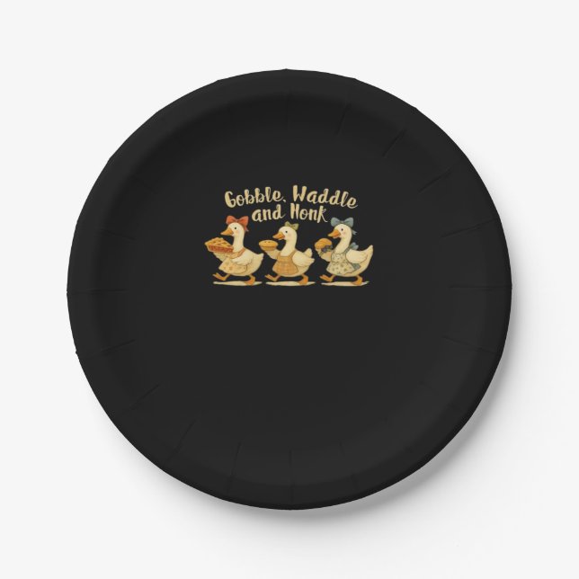 Assiettes En Carton Cosy Automne Saison Oie Gobble Waddle Honk Cute Co (Devant)