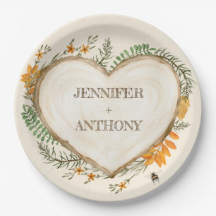 Assiettes En Carton Cosy Woodland Cottagecore Mariage de coeur en bois