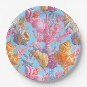 Assiettes En Carton Côtière rustique - Coquillages, Starfish, Reef (18
