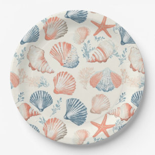 Assiettes En Carton Côtière rustique - Coquillages, Starfish, Reef (23