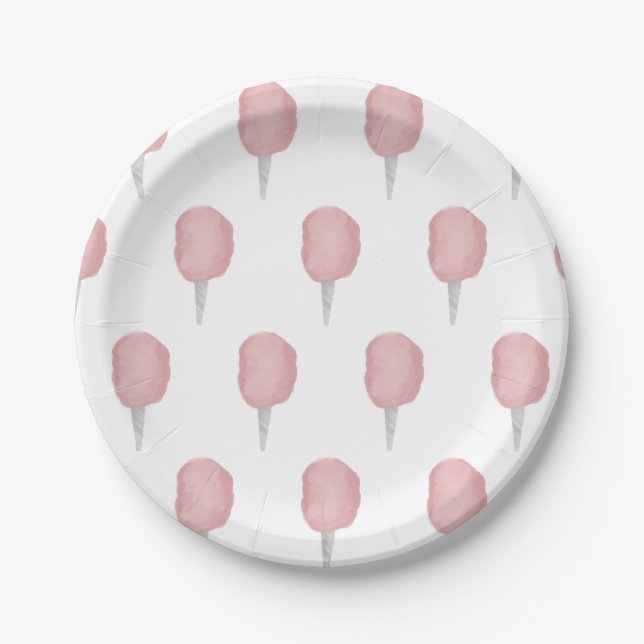 Assiettes En Carton Cotton Candy Circus Carnival Pink Party (Devant)