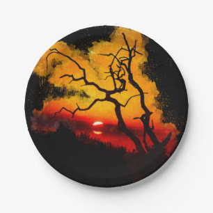 Assiettes En Carton Coucher de soleil africain Nightsky