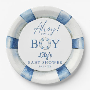 Assiettes En Carton Coucou C'est Un Garçon Bouée de Sauvetage Baby Sho