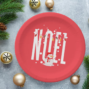 Assiettes En Carton Couleur Cute Noel Noël Citation Snowman Moderne