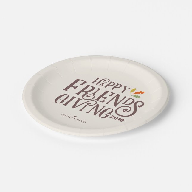 Assiettes En Carton Couleur de Friendsgiving | d'automne (Angle)