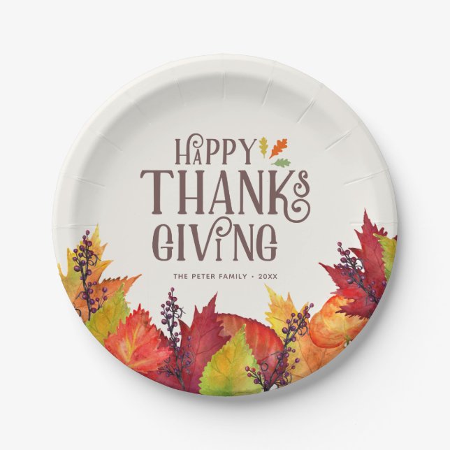 Assiettes En Carton Couleur de l'automne | Thanksgiving  (Devant)