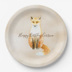 Assiettes En Carton Couleur d'eau de la crème Renard orange           