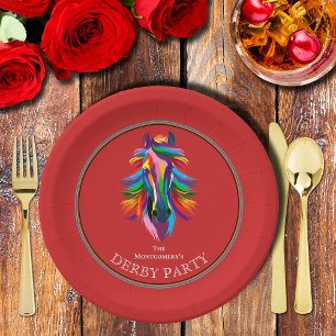 Assiettes En Carton Couleur Racehorse Derby Party Rouge