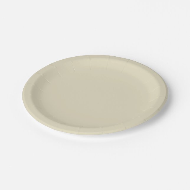 Assiettes En Carton Couleur solide : Beige (Angle)