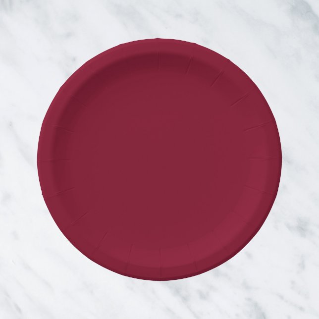 Assiettes En Carton Couleur solide bordeaux (Créateur téléchargé)
