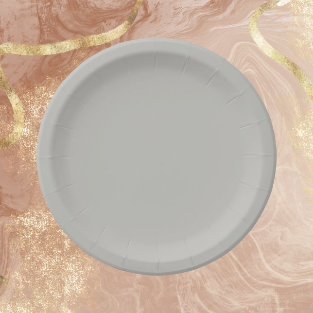 Assiettes En Carton Couleur solide gris clair (Créateur téléchargé)