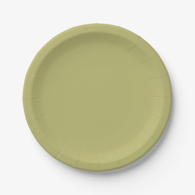 Assiettes En Carton Couleur solide vert olive (Devant)