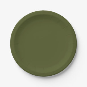 Assiettes En Carton Couleur vert armée uni minimaliste professionnel