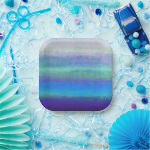 Assiettes En Carton Couleurs douces bleu et vert