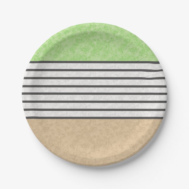 Assiettes En Carton couleurs modernes Abstraites beige menthe vert bla (Devant)