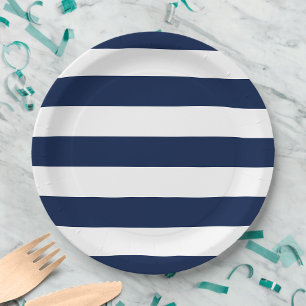 Assiettes En Carton Couleurs modifiables et grandes bandes blanches
