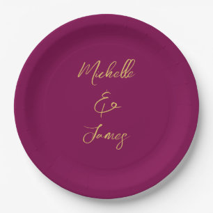 Assiettes En Carton Couleurs Vin & Or Professionnel tendance Moderne