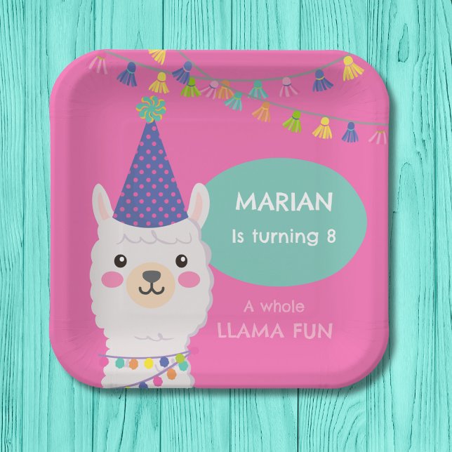Assiettes En Carton Couleurs vives lama Plaque en papier (Créateur téléchargé)