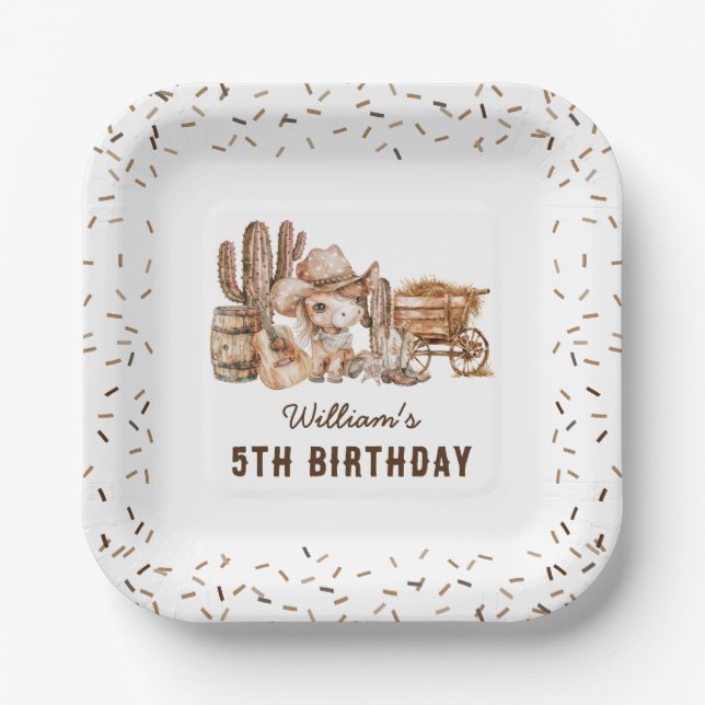Assiettes En Carton Country Cowboy Anniversaire de enfant Party (Recto)