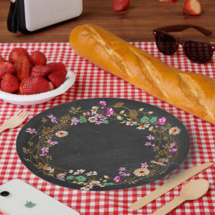 Assiettes En Carton Country Cowgirl Style Floral Wreath Art Motif