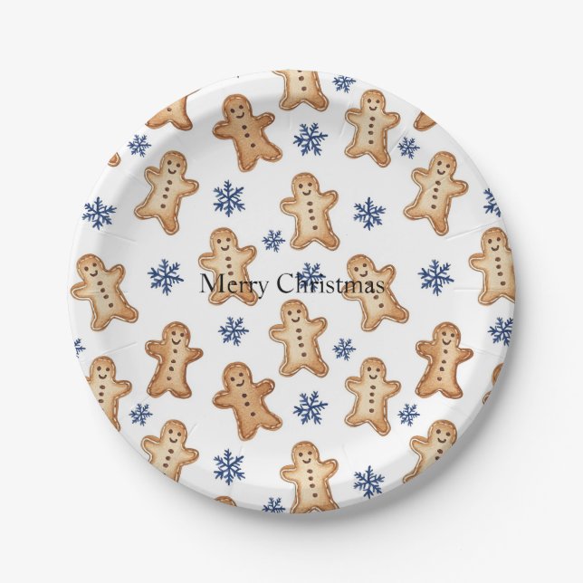Assiettes En Carton Country Snowflakes Gingerbread Cookies Christmas (Devant)